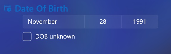Date picker control, closed state