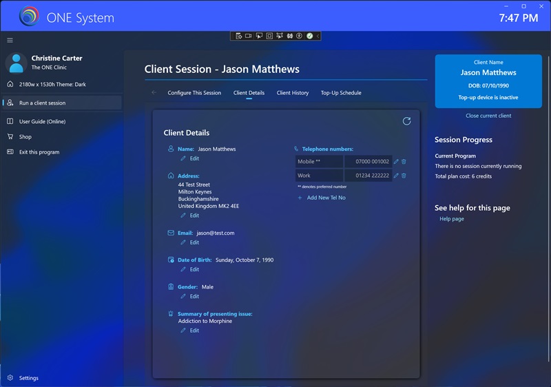ONE client details page