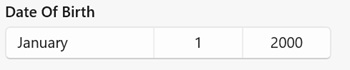 The Microsoft DatePicker control, in a Closed state
