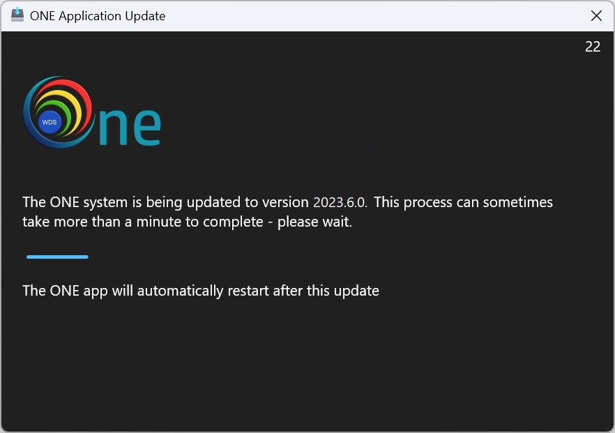 ONE app, currently updating
