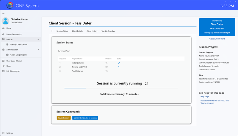 One main session page
