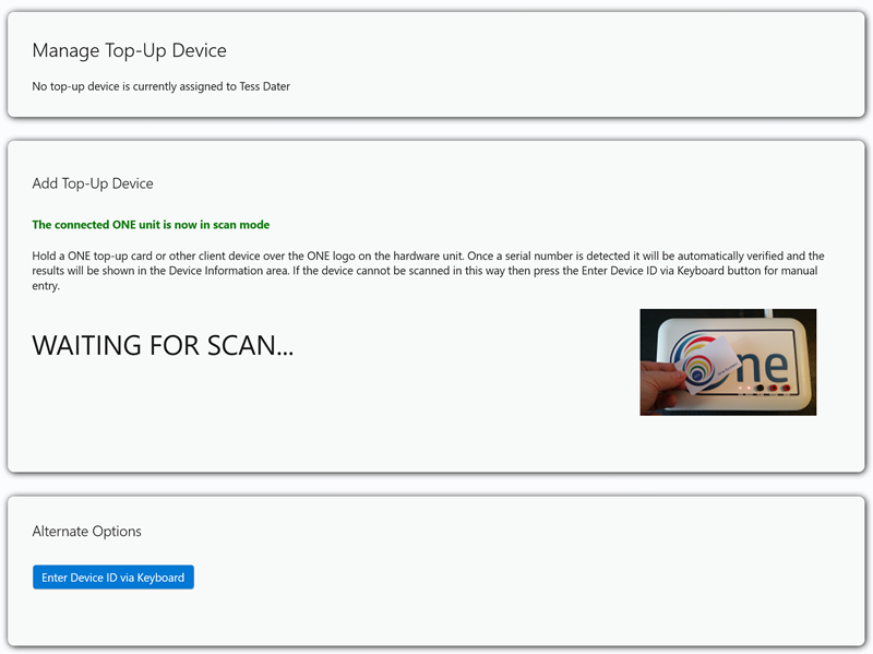 Top-Up devices, add device options